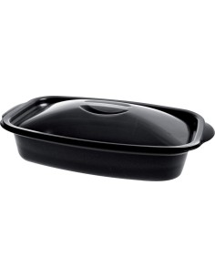 ▷ Bandeja Descartável Preta 500 cc com Tampa Transparente - Entrega em 24 h. 2