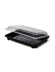 ▷ Bandeja para Sushi Negra com Tampa 230X155X47 mm - Envio Gratuito.