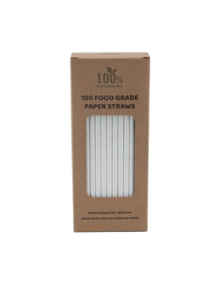 ▷ Pajita de Papel Blanca Biodegradable - Envío Gratuito 24h.