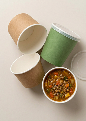Recipientes para sopa biodegradáveis